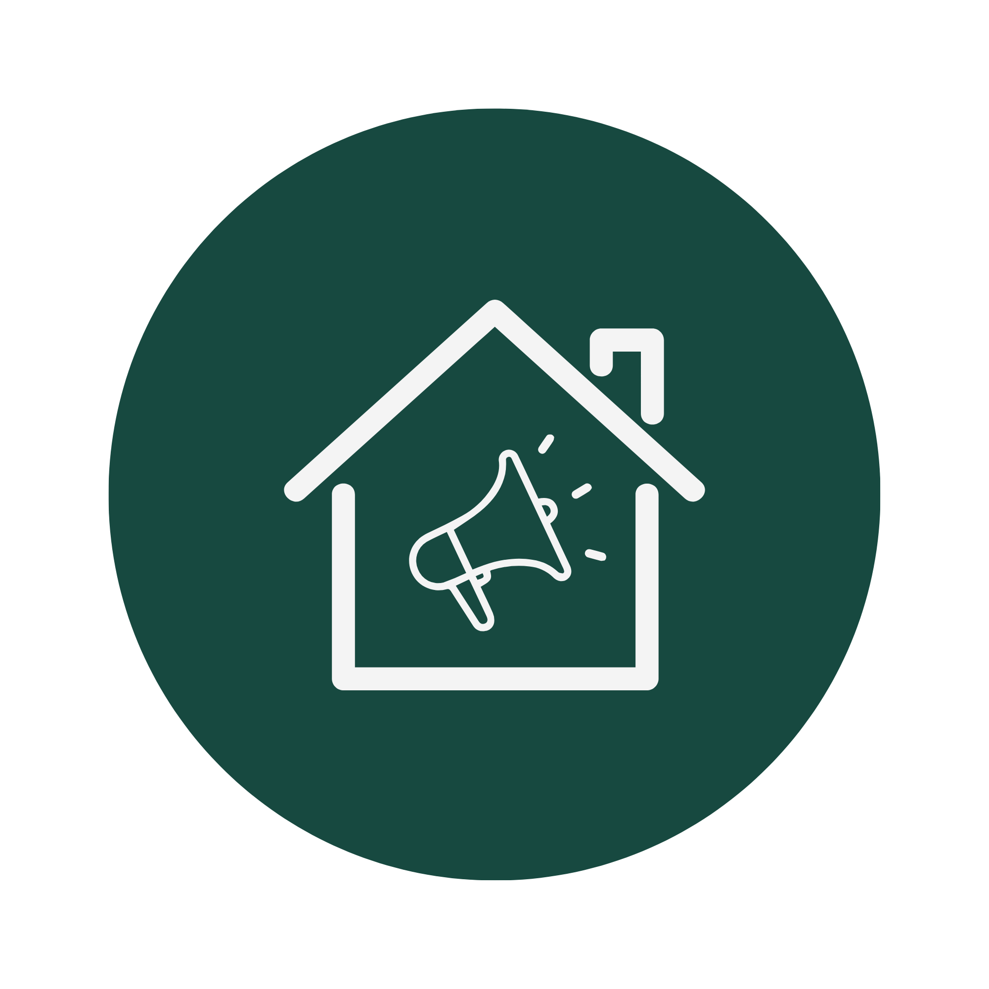 Icono de Casa con megafono de promoción